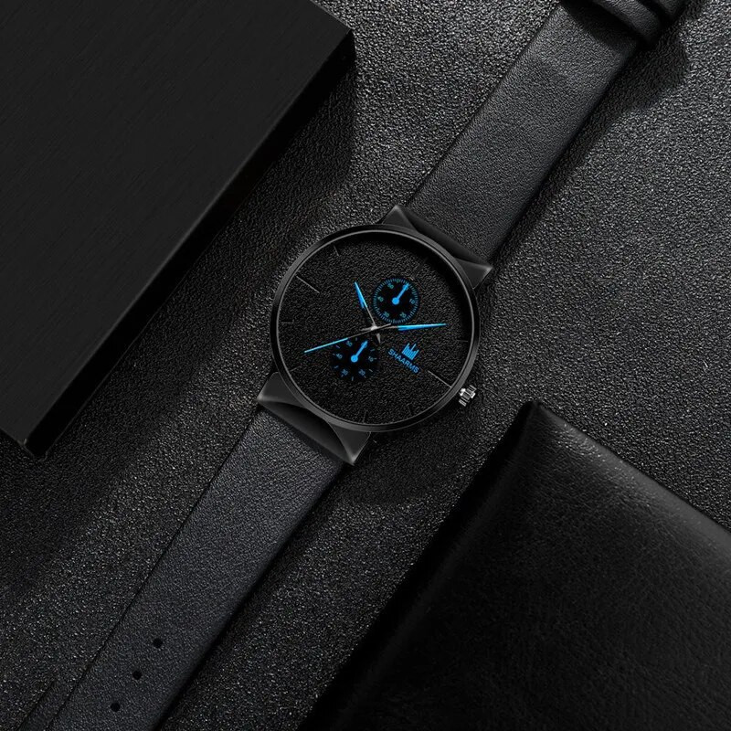 Mados Prabangūs Vyriški laikrodžiai Ciferblatas Vyras Verslo Sportiniai Laikrodžiai Paprasti Juodos Odinės Elektroninės Vyriškos riešinės Laikrodis Kasdieninės dovanos