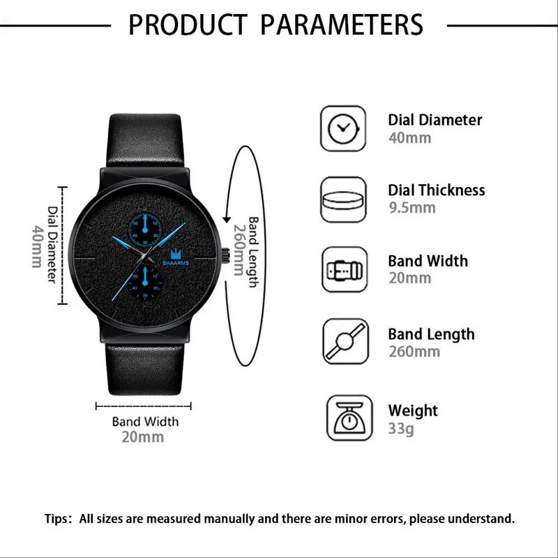 Mados Prabangūs Vyriški laikrodžiai Ciferblatas Vyras Verslo Sportiniai Laikrodžiai Paprasti Juodos Odinės Elektroninės Vyriškos riešinės Laikrodis Kasdieninės dovanos