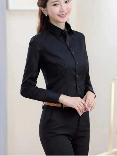 Cămașă albă Cămăși din bumbac poliester pentru femei Bluză cu mânecă lungă Cămăși rochie pentru femei Îmbrăcăminte feminină OL Topuri pentru femei