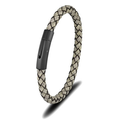 MKENDN Brățară din piele albastră împletită, minimalistă, pentru bărbați, negru mat, cataramă magnetică din oțel inoxidabil, bijuterii Homme Pulseras