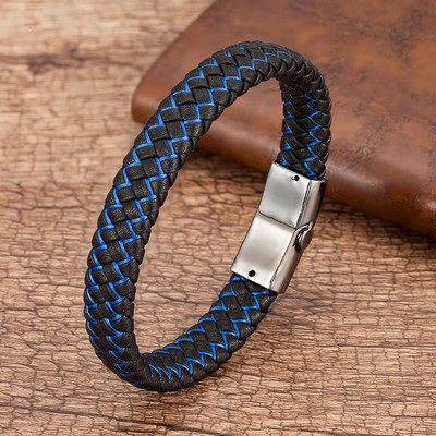 Madingos natūralios odinės apyrankės vyriškos juodos pintos virvelės apyrankės vyrams metalinės magnetinės apyrankės papuošalai didmeninė prekyba