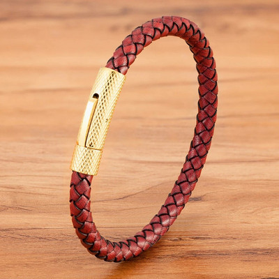 XQNI DIY Combinație Brățară din piele pentru bărbați din oțel inoxidabil 19cm/21cm/23cm Bijuterii sportive Cadou de Crăciun pentru bărbați Promoție