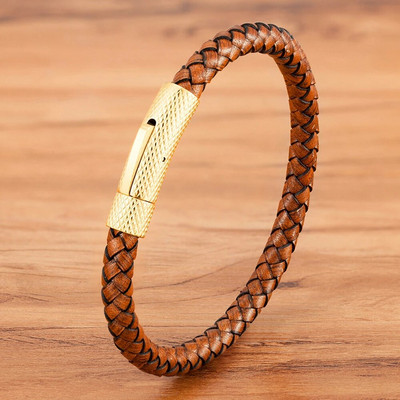 XQNI DIY Combinație Brățară din piele pentru bărbați din oțel inoxidabil 19cm/21cm/23cm Bijuterii sportive Cadou de Crăciun pentru bărbați Promoție