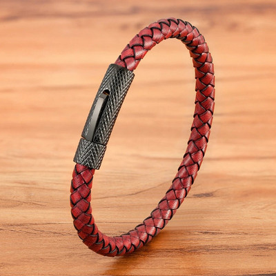 XQNI DIY Combinație Brățară din piele pentru bărbați din oțel inoxidabil 19cm/21cm/23cm Bijuterii sportive Cadou de Crăciun pentru bărbați Promoție