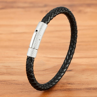 XQNI DIY Combinație Brățară din piele pentru bărbați din oțel inoxidabil 19cm/21cm/23cm Bijuterii sportive Cadou de Crăciun pentru bărbați Promoție