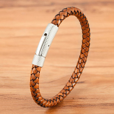 XQNI DIY Combinație Brățară din piele pentru bărbați din oțel inoxidabil 19cm/21cm/23cm Bijuterii sportive Cadou de Crăciun pentru bărbați Promoție