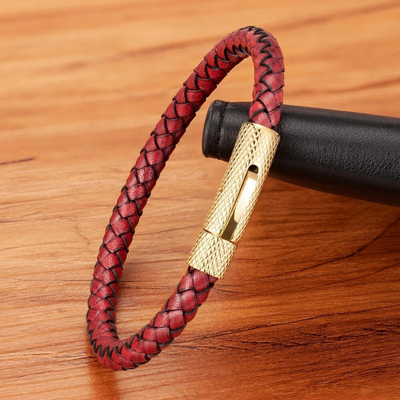 XQNI DIY Combinație Brățară din piele pentru bărbați din oțel inoxidabil 19cm/21cm/23cm Bijuterii sportive Cadou de Crăciun pentru bărbați Promoție