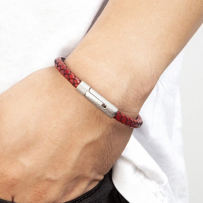 XQNI DIY Combinație Brățară din piele pentru bărbați din oțel inoxidabil 19cm/21cm/23cm Bijuterii sportive Cadou de Crăciun pentru bărbați Promoție