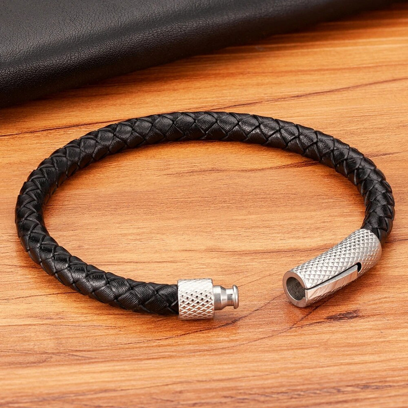 XQNI DIY Combinație Brățară din piele pentru bărbați din oțel inoxidabil 19cm/21cm/23cm Bijuterii sportive Cadou de Crăciun pentru bărbați Promoție