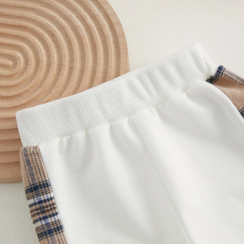 VISgogo Kūdikių mergaitės drabužiai berniukui Pavasario rudens apranga ilgomis rankovėmis languota meška megztiniai viršūnės ir kelnės 2 vnt. laisvalaikio sportiniai kostiumai