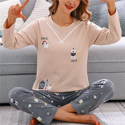Set de pijamale de toamnă, 2 piese, pentru femei, subțiri, sexy, costum de acasă minunat, 2023, cu decolteu în V, pentru fete, pijamale cu mânecă lungă