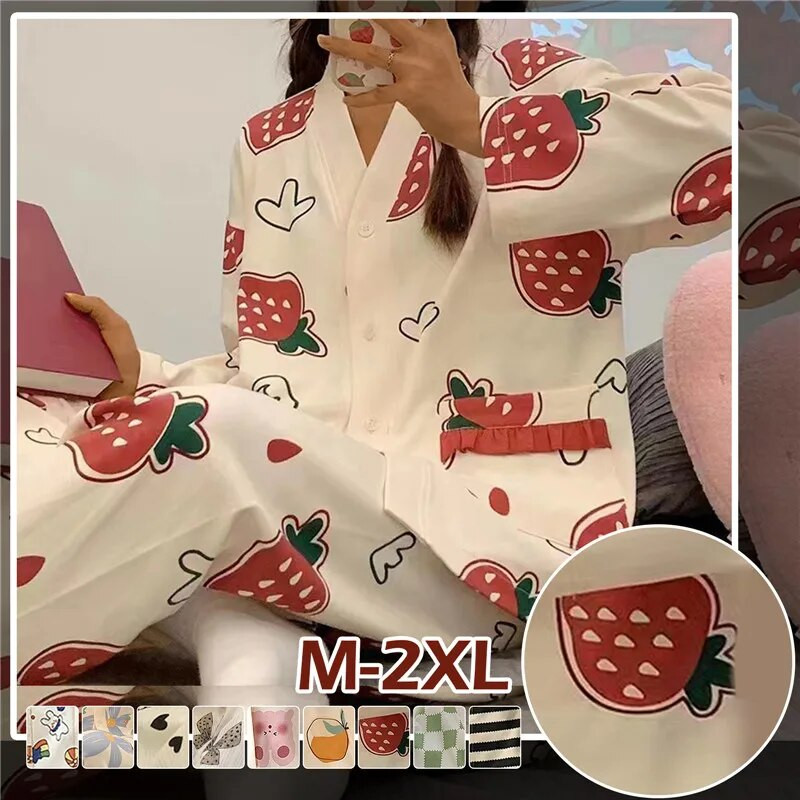 Rudens 2 dalių pižamos rinkinys, moteriškas plonas seksualus miegui skirtas kostiumas Puikus namų kostiumas 2023 m. V formos iškirptė mergaičių miegui ilgomis rankovėmis pižamos