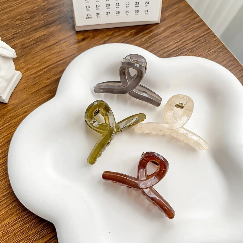 Κομψό μικρό 5 εκατοστά ζελέ σταυρός καρχαρίας κλιπ μαλλιών Πλαστικά διαφανή γεωμετρικά μαλλιά νύχια καβούρι για γυναίκες Καλοκαιρινό κοριτσίστικο αλογοουρά