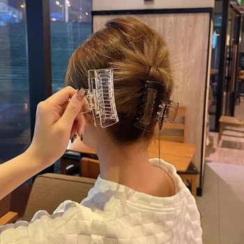 Корейска проста прозрачна цветна щипка за захващане на задната лъжица щипка за коса Квадратно измиване на лицето за хващане на косата Аксесоари за коса за жени