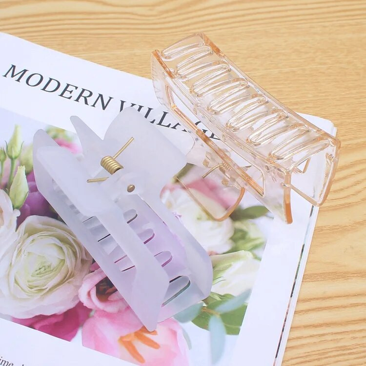 Coreeană, simplă, culoare, transparentă, clemă pentru spate, lingură, clemă de păr, spălare pătrată, accesorii de păr pentru femei