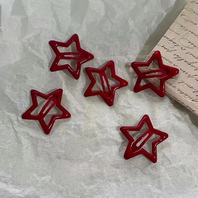 Agrafă de păr cu stea roșie, 1/5 buc pentru fată, cu picături de apă, agrafă, ac de păr, pentru femei, argintiu, accesorii, bijuterii de păr, accesorii pentru cap, nou