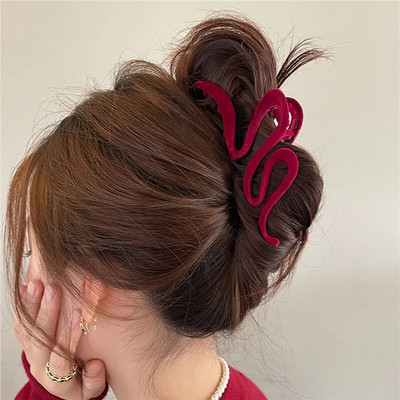 Κόκκινο βελούδινο φιόγκο Κλιπ μαλλιών Φθινοπωρινό χειμώνα Γυναικείο κλιπ με νύχια γαλλική κομψή φουρκέτα Κορεάτικα αξεσουάρ μαλλιών Γυναικεία καλύμματα κεφαλής Δώρο