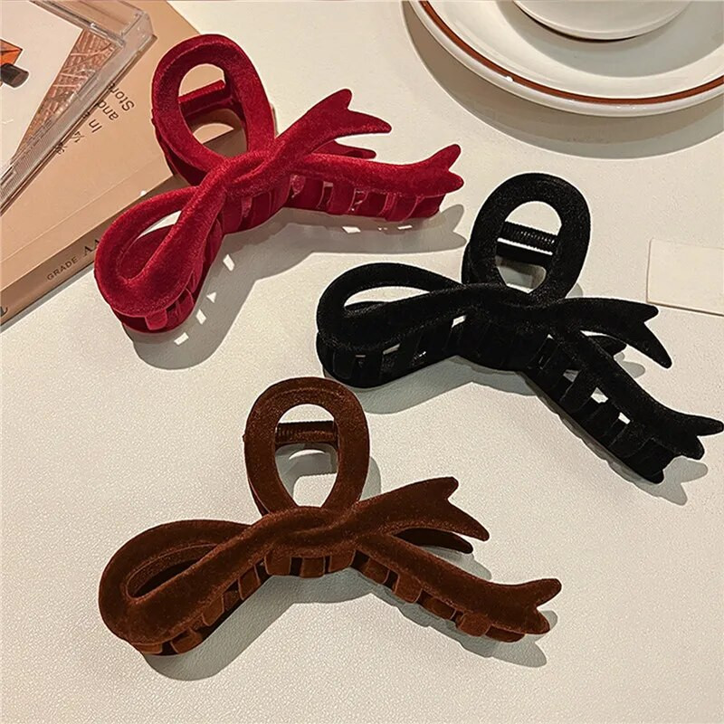 Κόκκινο βελούδινο φιόγκο Κλιπ μαλλιών Φθινοπωρινό χειμώνα Γυναικείο κλιπ με νύχια γαλλική κομψή φουρκέτα Κορεάτικα αξεσουάρ μαλλιών Γυναικεία καλύμματα κεφαλής Δώρο