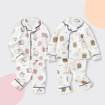 Άνοιξη φθινόπωρο Παιδικές πιτζάμες για αγόρια για κορίτσια Μακρυμάνικα δύο τεμάχια βαμβακερά υπνοδωμάτια για παιδιά omewear νυχτερινά κοστούμια