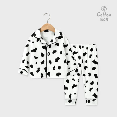 Pavasario rudens vaikiški pižamos berniukai mergaičių ilgomis rankovėmis dviejų dalių medvilniniai miegui skirti vaikiški drabužiai, naktiniai kostiumai