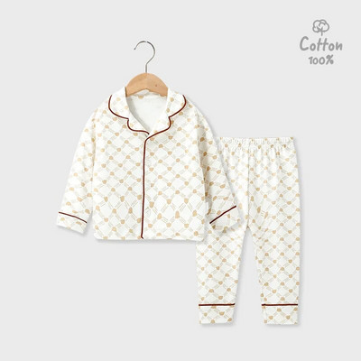 Pavasario rudens vaikiški pižamos berniukai mergaičių ilgomis rankovėmis dviejų dalių medvilniniai miegui skirti vaikiški drabužiai, naktiniai kostiumai