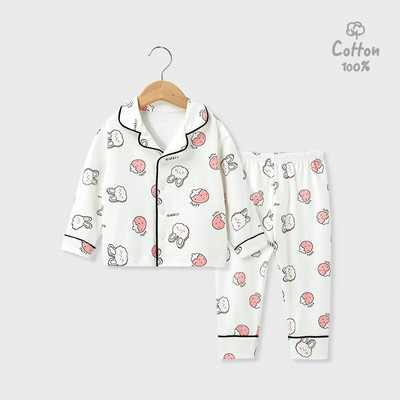 Pavasario rudens vaikiški pižamos berniukai mergaičių ilgomis rankovėmis dviejų dalių medvilniniai miegui skirti vaikiški drabužiai, naktiniai kostiumai