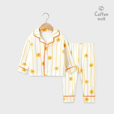 Pavasario rudens vaikiški pižamos berniukai mergaičių ilgomis rankovėmis dviejų dalių medvilniniai miegui skirti vaikiški drabužiai, naktiniai kostiumai