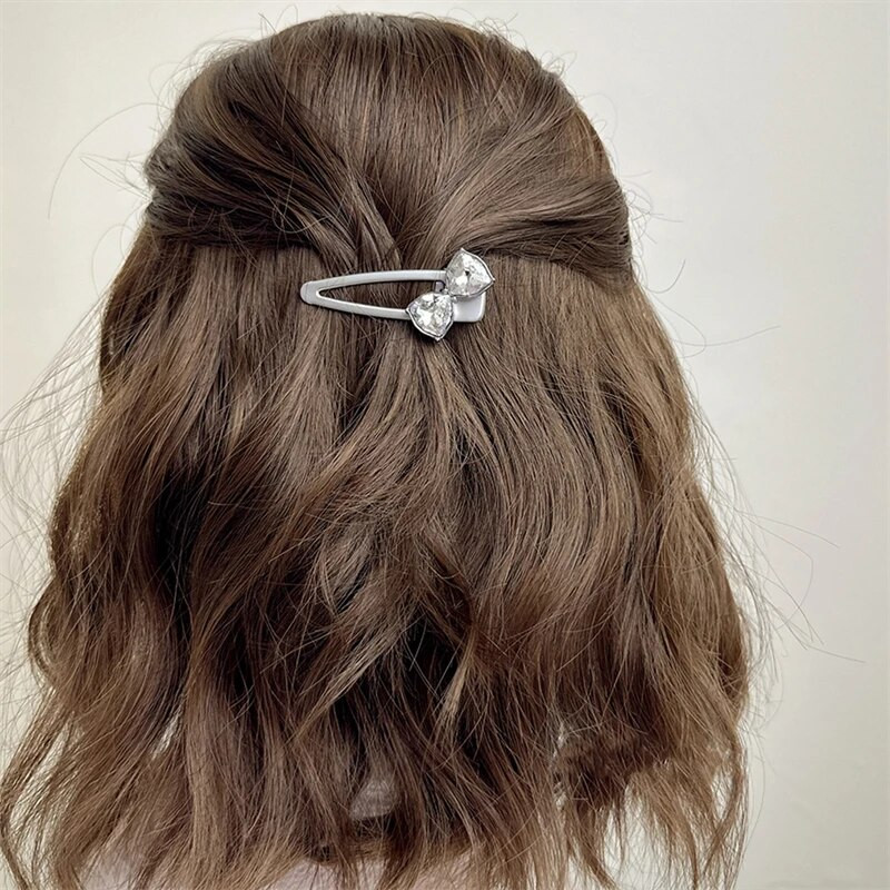 Y2k Pink Love Duckbill Aukšti segtukai Mieli Sidabriniai Metaliniai Bangos Formos Plaukų segtukai Saldūs Šauniai Kirpčiukai Šoniniai Klipai Madingi Mergaičių galvos apdangalai