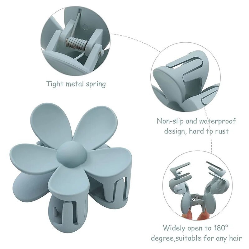 Nagy virágos karmos kapcsok női vastag hajú lányoknak Dasiy erős tartású matt hajbilincsek Fejfedők Barrette hajtartozékok