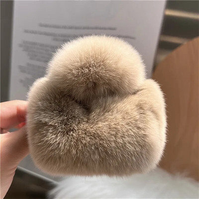 Új valódi szőrme nagy rák hajcsat Aranyos bolyhos hajtűk Lányoknak Nyúl Hajtű Hátsó Hajkapcsok Női Hajcsavarok