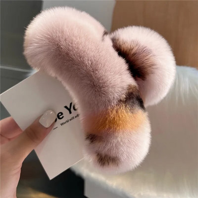 Új valódi szőrme nagy rák hajcsat Aranyos bolyhos hajtűk Lányoknak Nyúl Hajtű Hátsó Hajkapcsok Női Hajcsavarok