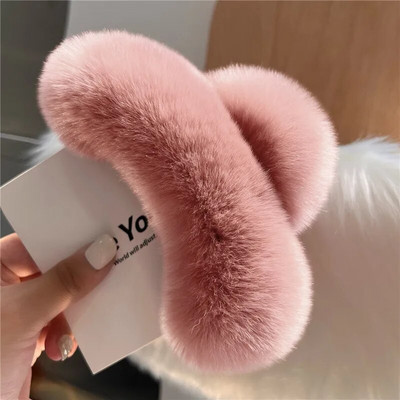 Új valódi szőrme nagy rák hajcsat Aranyos bolyhos hajtűk Lányoknak Nyúl Hajtű Hátsó Hajkapcsok Női Hajcsavarok