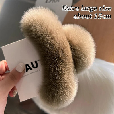 Új valódi szőrme nagy rák hajcsat Aranyos bolyhos hajtűk Lányoknak Nyúl Hajtű Hátsó Hajkapcsok Női Hajcsavarok