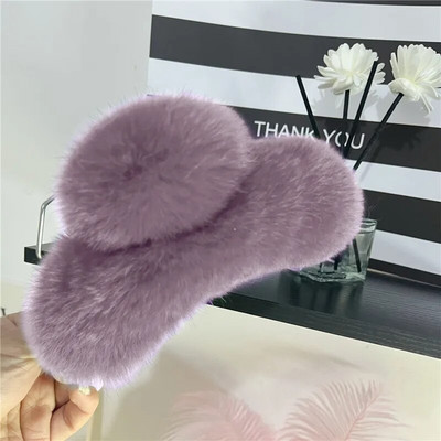 Új valódi szőrme nagy rák hajcsat Aranyos bolyhos hajtűk Lányoknak Nyúl Hajtű Hátsó Hajkapcsok Női Hajcsavarok