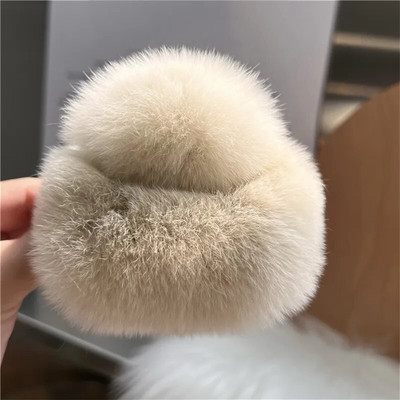 Új valódi szőrme nagy rák hajcsat Aranyos bolyhos hajtűk Lányoknak Nyúl Hajtű Hátsó Hajkapcsok Női Hajcsavarok