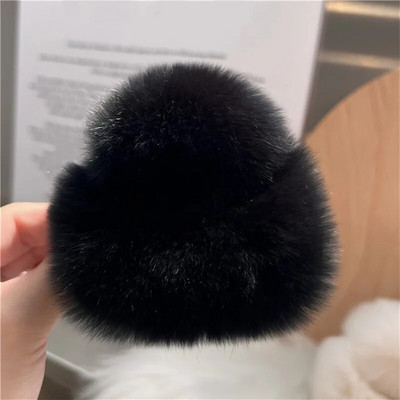 Új valódi szőrme nagy rák hajcsat Aranyos bolyhos hajtűk Lányoknak Nyúl Hajtű Hátsó Hajkapcsok Női Hajcsavarok