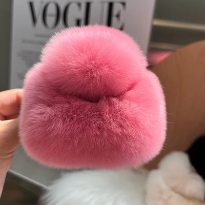 Új valódi szőrme nagy rák hajcsat Aranyos bolyhos hajtűk Lányoknak Nyúl Hajtű Hátsó Hajkapcsok Női Hajcsavarok