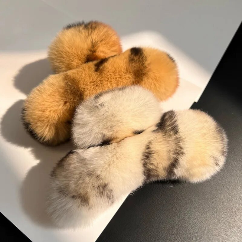 Új valódi szőrme nagy rák hajcsat Aranyos bolyhos hajtűk Lányoknak Nyúl Hajtű Hátsó Hajkapcsok Női Hajcsavarok