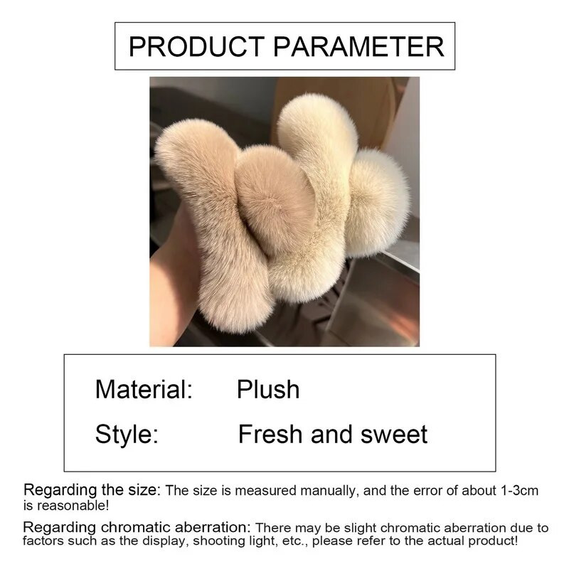 Új valódi szőrme nagy rák hajcsat Aranyos bolyhos hajtűk Lányoknak Nyúl Hajtű Hátsó Hajkapcsok Női Hajcsavarok