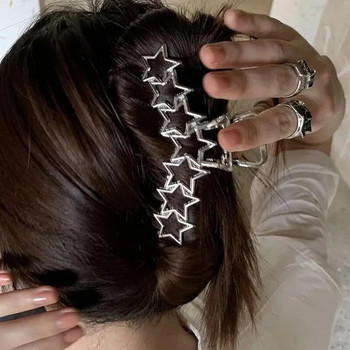Модерни Y2K Sar Heart Неплъзгащи се златисто сребърни черни метални щипки за коса за жени Корейски големи средни новости Crab Clamp Шапки