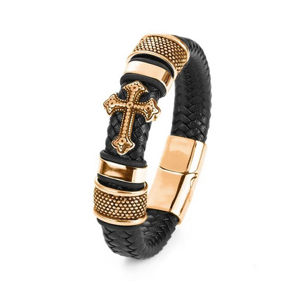 Noul stil punk cu cap de leu Brățară din piele țesută manual cu un singur strat Brățară de leu cu animale dominatoare pentru bărbați Bijuterii casual Cadou