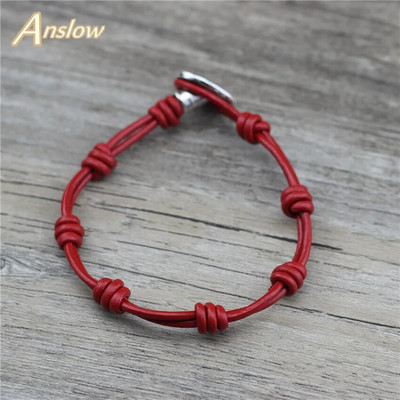 Anslow Veľkoobchodné módne šperky Wrap Ručne vyrobené DIY Jednoduchý dizajn Unisex Pánsky kožený náramok pre ženy Prívesky Priatelia LOW0847LB