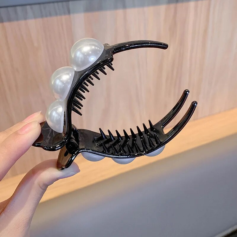 Μόδα λευκό μαργαριτάρι μαλλιά με νύχια κλιπ Απλό κομψό ακρυλικό κλιπ για γυναίκες κορίτσια Μακιγιάζ κουλούρι μπάνιου με αλογοουρά φουρκέτα Aeadwear