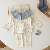 Komplet odjeće za djevojčice i dječake Top+Hlače+Bib 3 kom. Pidžama za bebe, malu djecu, Salonice, Dječje odijelo za spavanje, Dječji bodi 6M-5Y