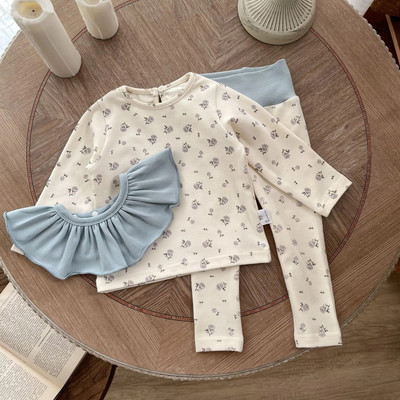 Komplet odjeće za djevojčice i dječake Top+Hlače+Bib 3 kom. Pidžama za bebe, malu djecu, Salonice, Dječje odijelo za spavanje, Dječji bodi 6M-5Y
