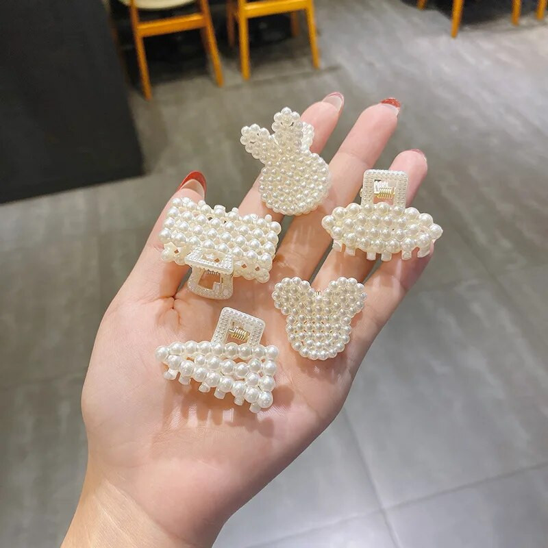 Nauji maži perlai, akriliniai plaukų žnyplių segtukai, mažo dydžio makiažo plaukų formavimo juostelės moterims, mielos mini žnyplės plaukų aksesuarai