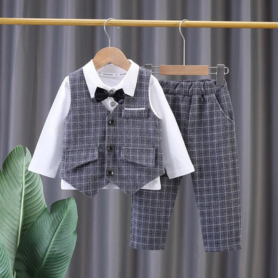2024, noua moda, haine pentru copii, vesta cu lant pentru bebelusi, costum de domn, vesta de culoare solida pentru baieti, camasa, trei piese, rochii de seara formale