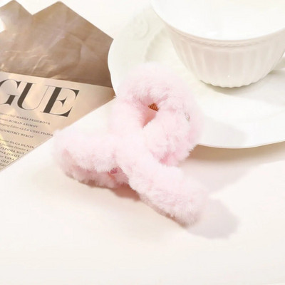 Κομψές ακρυλικές φουρκέτες Winter Faux Fur Hair Claw Κομψές ακρυλικές φουρκέτες βελούδινο κλιπ μαλλιών Barrette καβούρια κεφαλή για γυναίκες, κορίτσια, αξεσουάρ μαλλιών