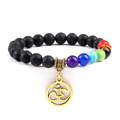 Prirodni vulkanski kameni kamen Muške narukvice Reiki 7 Chakra Healing Beads Narukvica Crna Lava Stretch Elephant Mala Buddha Bangles