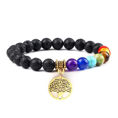 Prirodni vulkanski kameni kamen Muške narukvice Reiki 7 Chakra Healing Beads Narukvica Crna Lava Stretch Elephant Mala Buddha Bangles